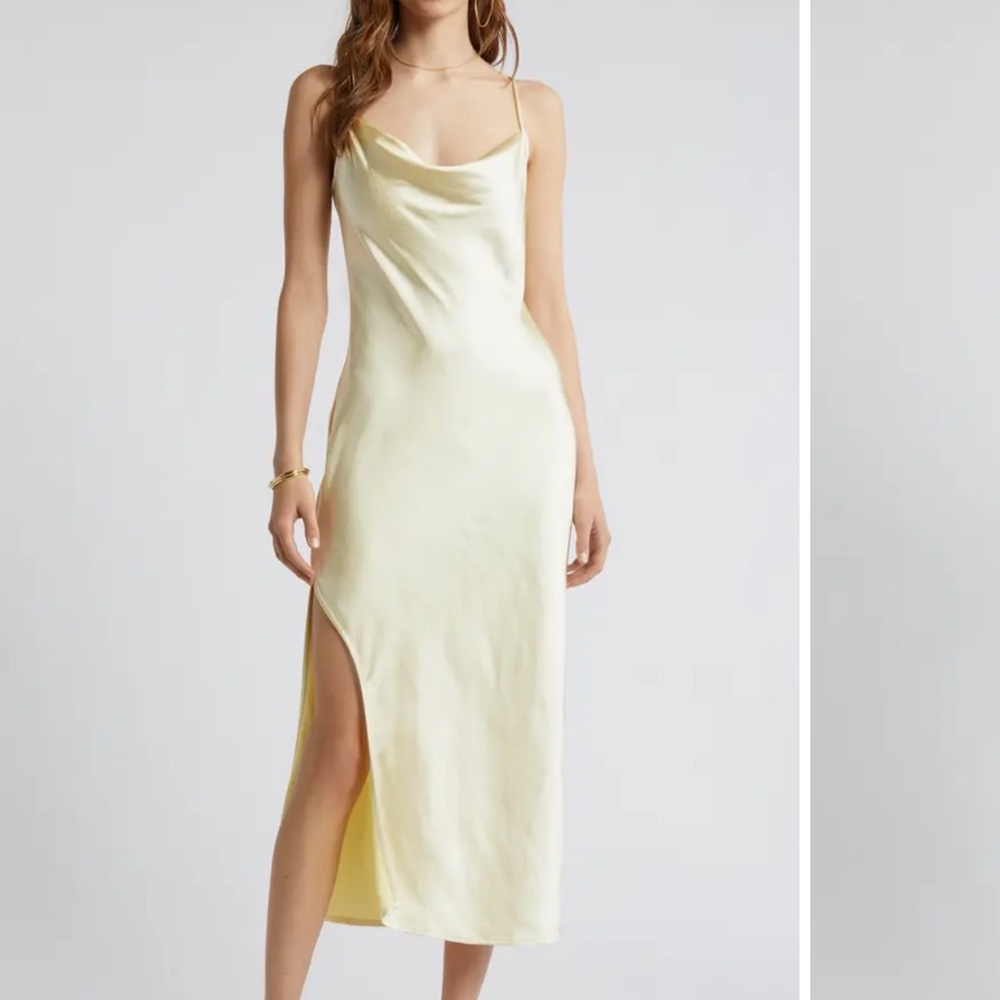 Open Edit Cowl Neck Satin Slip Dress